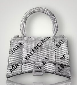 BALENCIAGA Hourglass XS crystal-embellished felt tote